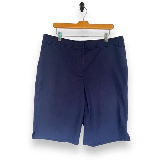 St. John Pants - St John Flat Front Shorts Navy Blue Stretch Chino  Casual Bermudas Womens Sz 14